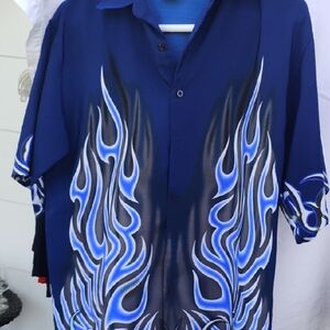 Vintage  Blue Flame Kids Button Down Shirt